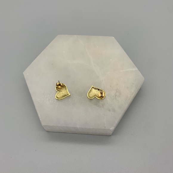 Vintage Gold Tone with Red Enamel and Rhinestone Earrings. Good Condition. - Picture 3 of 3